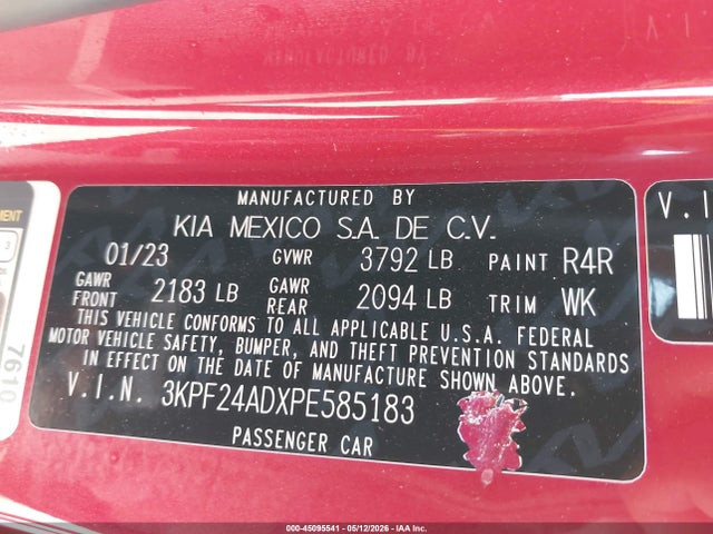 2023 KIA FORTE LXS photo 9
