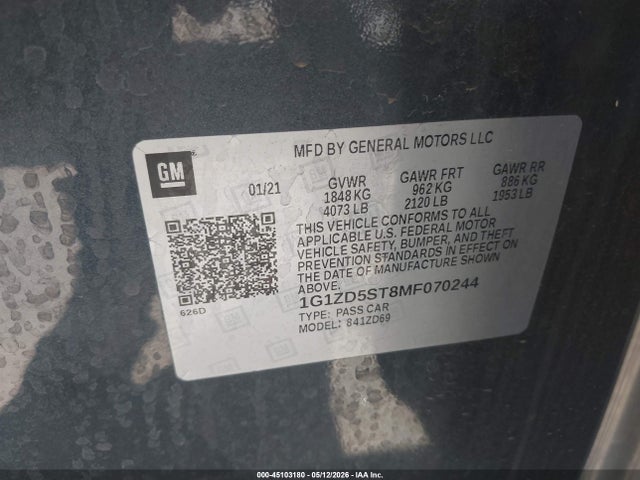 2021 Chevrolet MALIBU FWD LT 照片 9