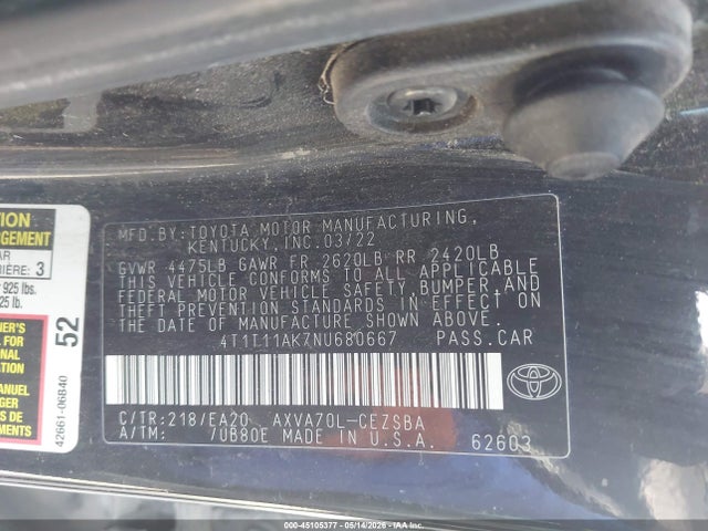 2022 Toyota CAMRY SE 照片 9