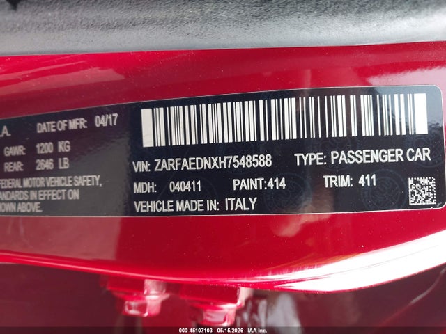 2017 ALFA Romeo GIULIA AWD — фото 9