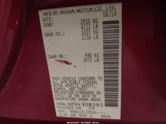 صورة 9 لـ 2015 Nissan ALTIMA 2.5 S
