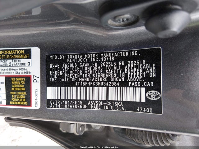2017 Toyota CAMRY SE photo 9