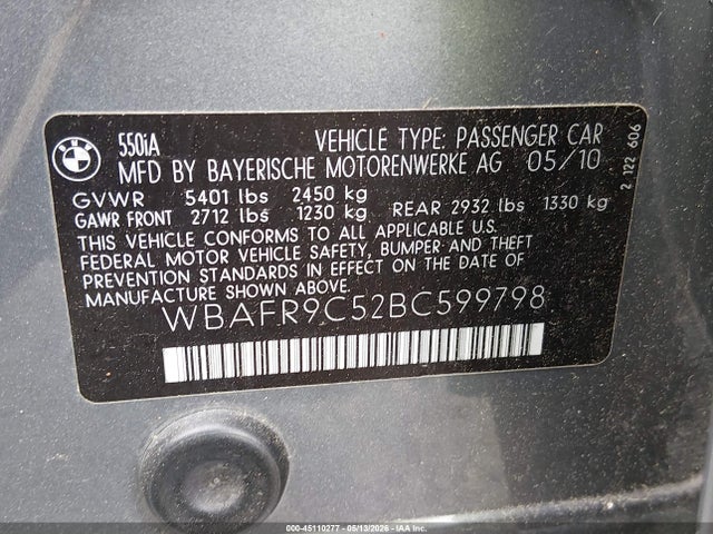 2011 BMW 550I 照片 9