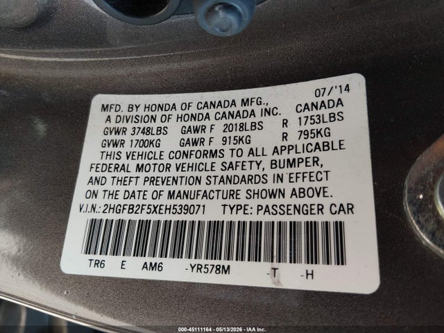 2014 Honda CIVIC LX — фото 9