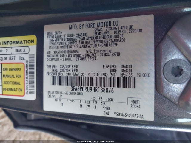 2017 FORD FUSION HYBRID TITANIUM 照片 9
