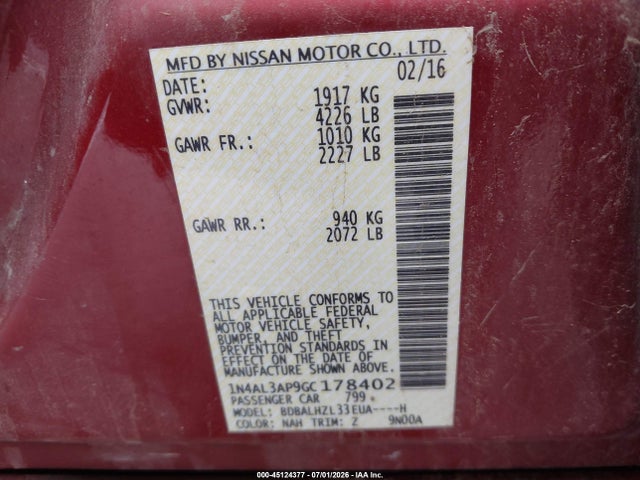 2016 Nissan ALTIMA 2.5 SR — фото 9