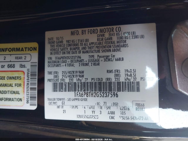 2016 FORD MUSTANG ECOBOOST 照片 9