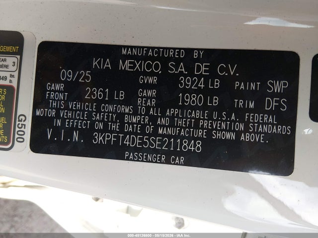 2025 KIA K4 LXS 照片 9