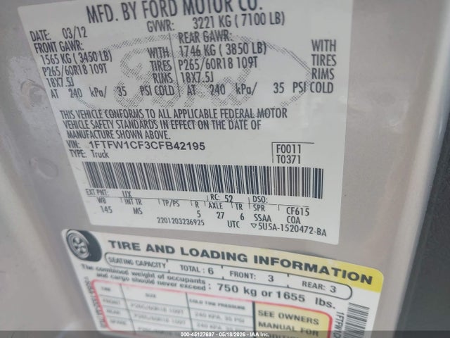 2012 FORD F-150 XLT 照片 9