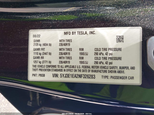 2022 Tesla MODEL 3 REAR-WHEEL DRIVE — фото 9