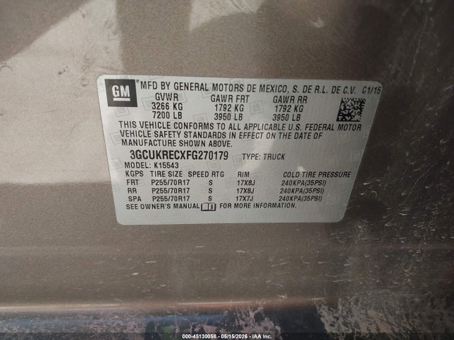2015 Chevrolet SILVERADO 1500 1LT 照片 9