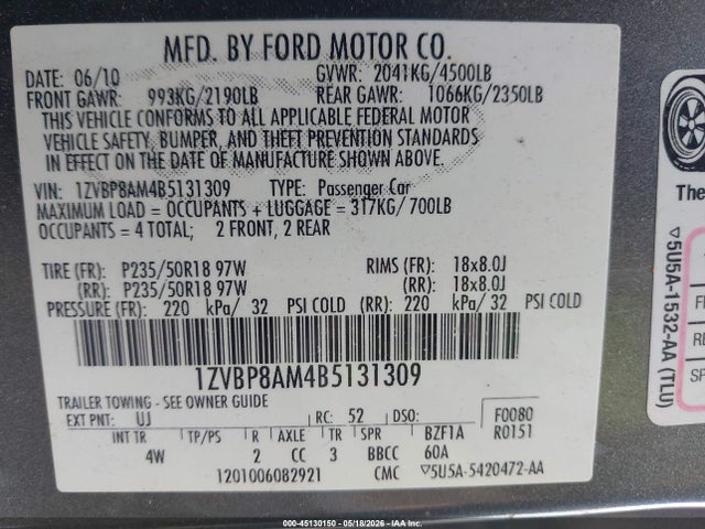 2011 FORD MUSTANG V6 PREMIUM — фото 9