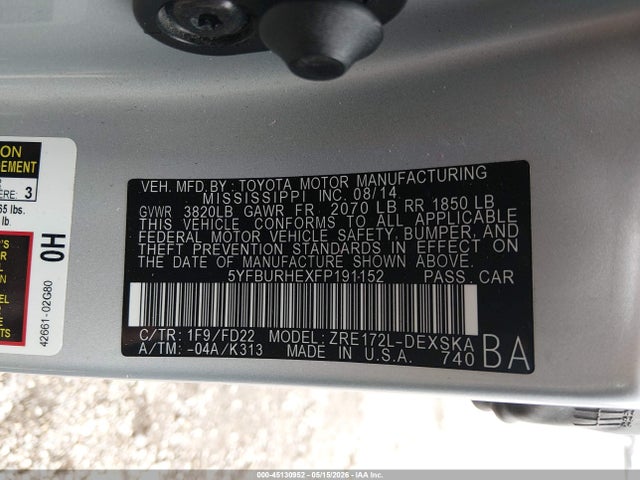2015 Toyota COROLLA S PLUS 照片 9