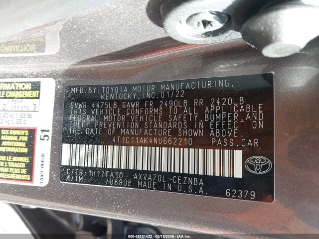 2022 Toyota CAMRY LE 照片 9