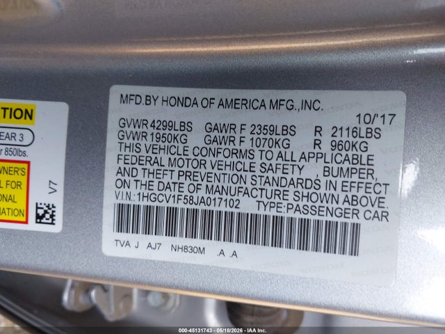 2018 Honda ACCORD EX-L 照片 9