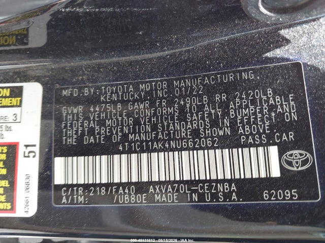صورة 9 لـ 2022 Toyota CAMRY LE