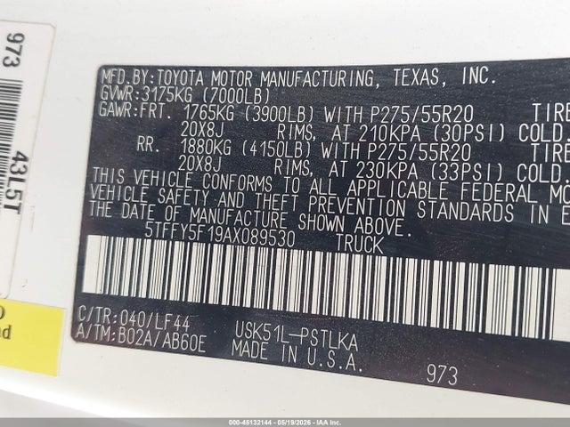2010 Toyota TUNDRA LIMITED 5.7L V8 photo 9