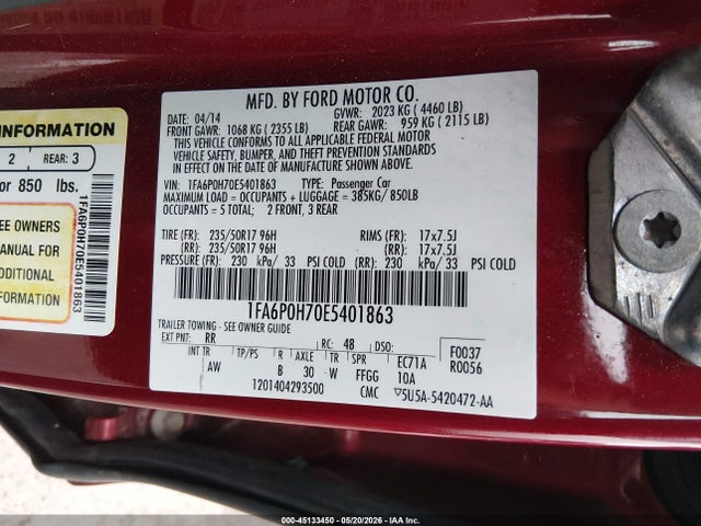 2014 FORD FUSION SE 照片 9