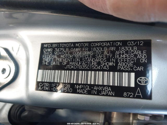 2012 Toyota PRIUS C TWO — фото 9