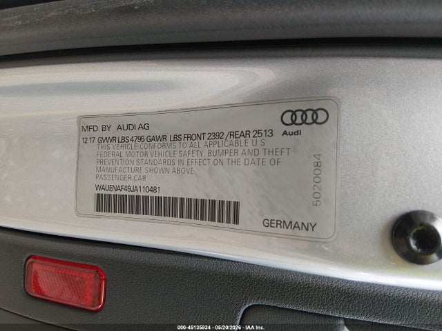 2018 AUDI A4 2.0T PREMIUM 照片 9
