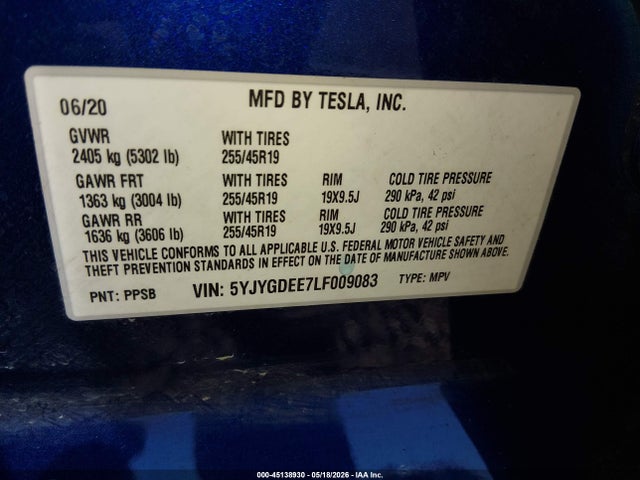 2020 TESLA MODEL Y LONG RANGE DUAL MOTOR ALL-WHEEL DRIVE 9