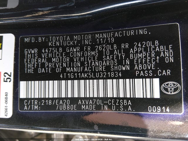2020 Toyota CAMRY SE photo 9