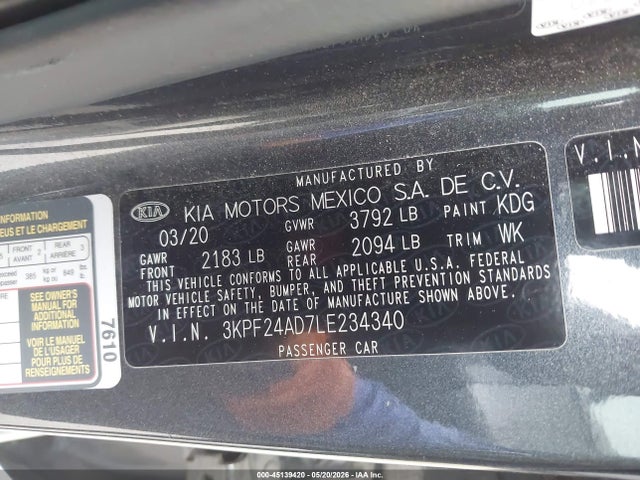 صورة 9 لـ 2020 KIA FORTE LXS