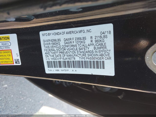 2018 Honda ACCORD LX photo 9