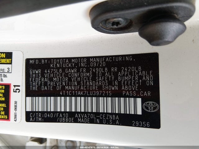 2020 Toyota CAMRY LE photo 9