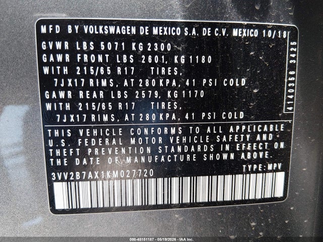 2019 VOLKSWAGEN TIGUAN 2.0T SE/2.0T SEL/2.0T SEL R-LINE/2.0T SEL R-LINE BLACK 9