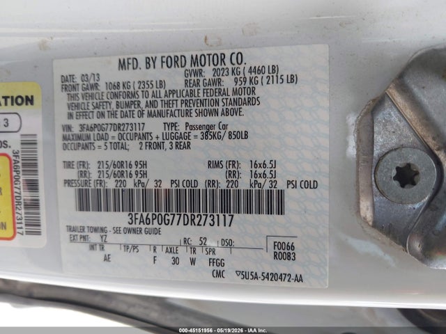 2013 FORD FUSION S 照片 9