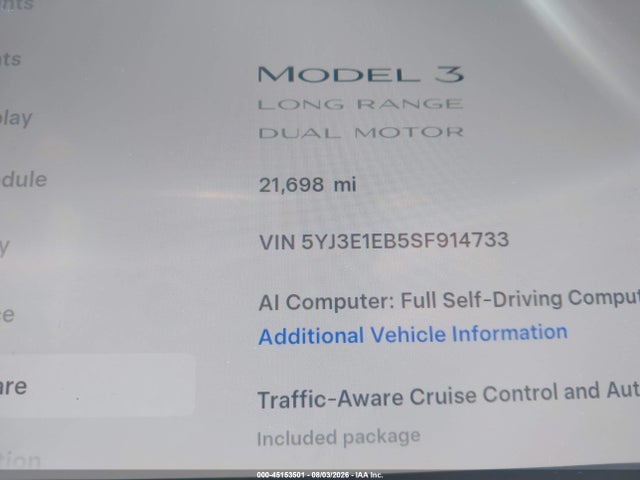 2025 Tesla MODEL 3 LONG RANGE ALL-WHEEL DRIVE — миниатюра 15