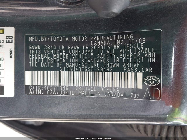 2009 Toyota COROLLA LE 照片 9