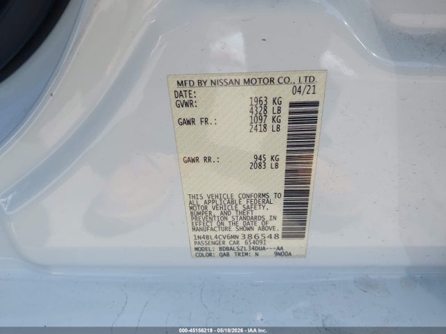 2021 Nissan ALTIMA SR FWD 照片 9