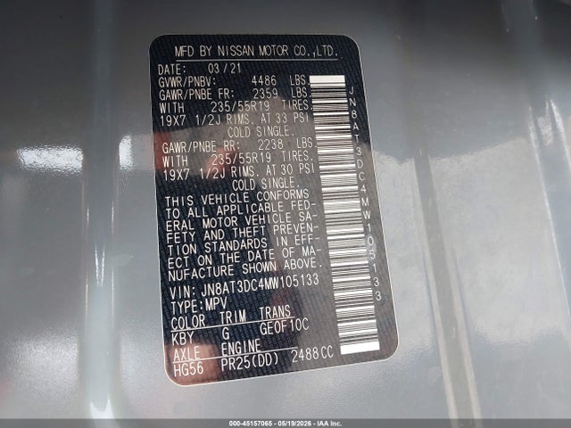 2021 NISSAN ROGUE PLATINUM FWD 9