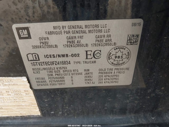 2015 GMC SIERRA 1500 photo 9