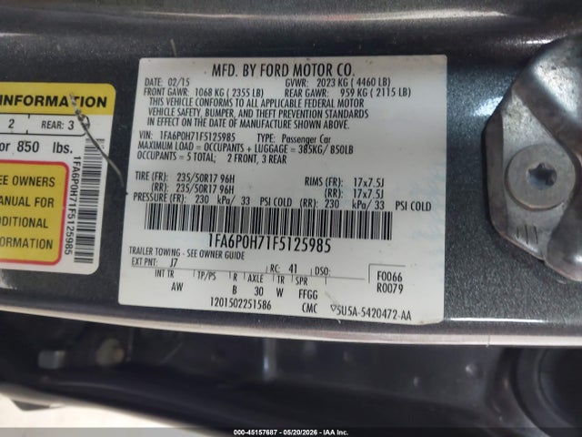 2015 FORD FUSION SE 照片 9
