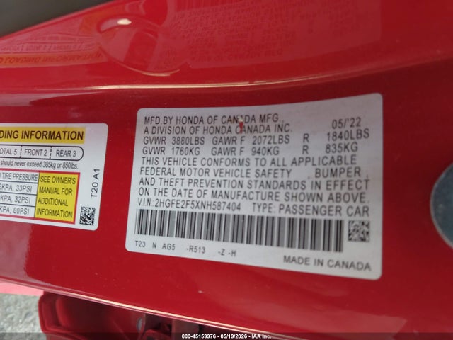 صورة 9 لـ 2022 Honda CIVIC SPORT