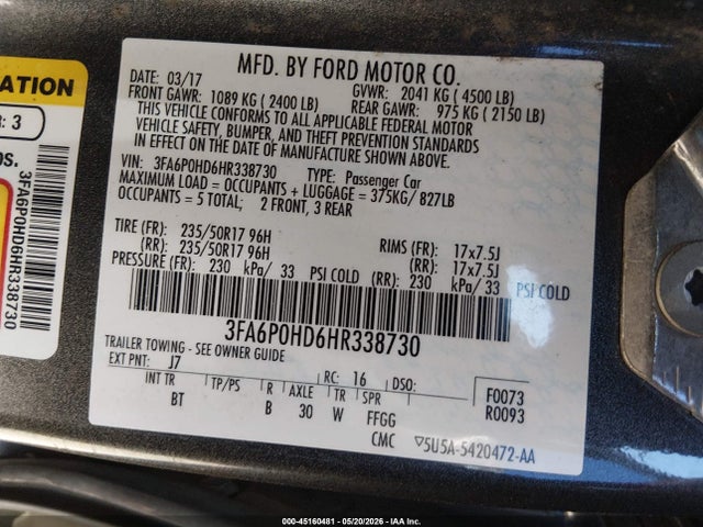 صورة 9 لـ 2017 FORD FUSION SE