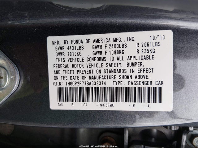 صورة مصغرة 9 لـ 2011 Honda ACCORD 2.4 EX