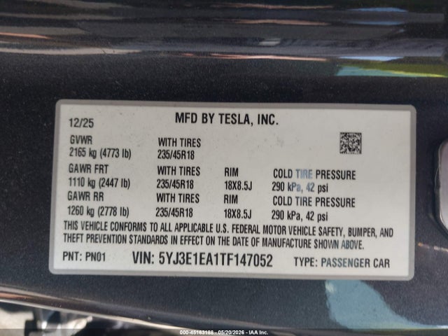 2026 Tesla MODEL 3 PREMIUM REAR-WHEEL DRIVE/REAR-WHEEL DRIVE 照片 9