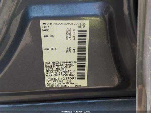 2015 Nissan ALTIMA 3.5 S/3.5 SL/3.5 SV photo 9