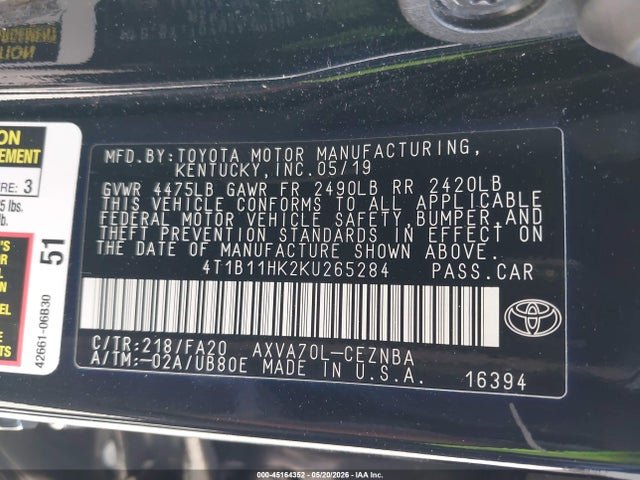 2019 Toyota CAMRY LE — фото 9