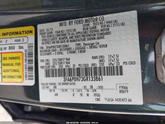 صورة 9 لـ 2016 FORD FUSION SE