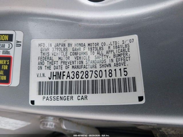 2007 Honda CIVIC HYBRID — фото 9