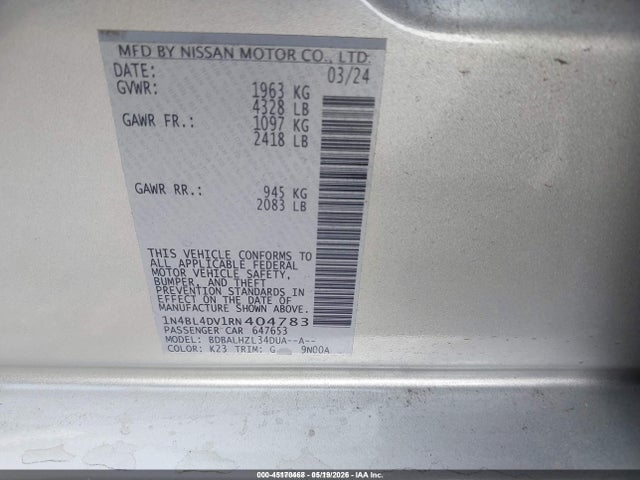 2024 Nissan ALTIMA SV FWD 照片 9