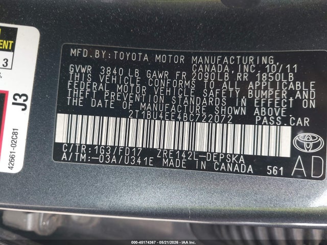 2011 Toyota COROLLA S 照片 9