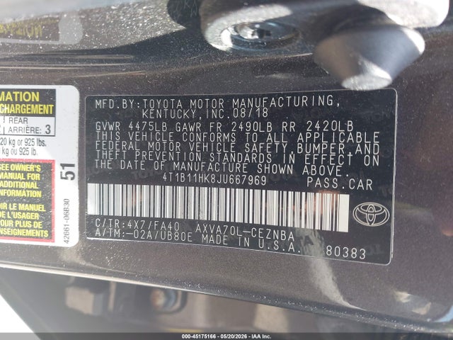 2018 Toyota CAMRY LE photo 9