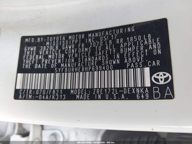 2017 Toyota COROLLA LE — фото 9