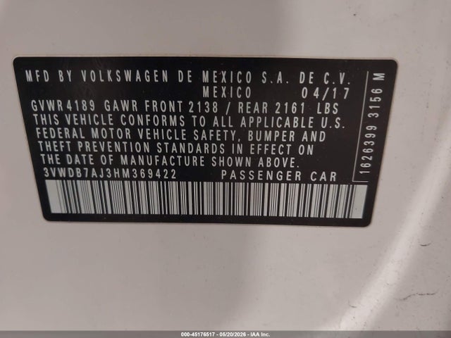2017 Volkswagen JETTA 1.4T SE 照片 9